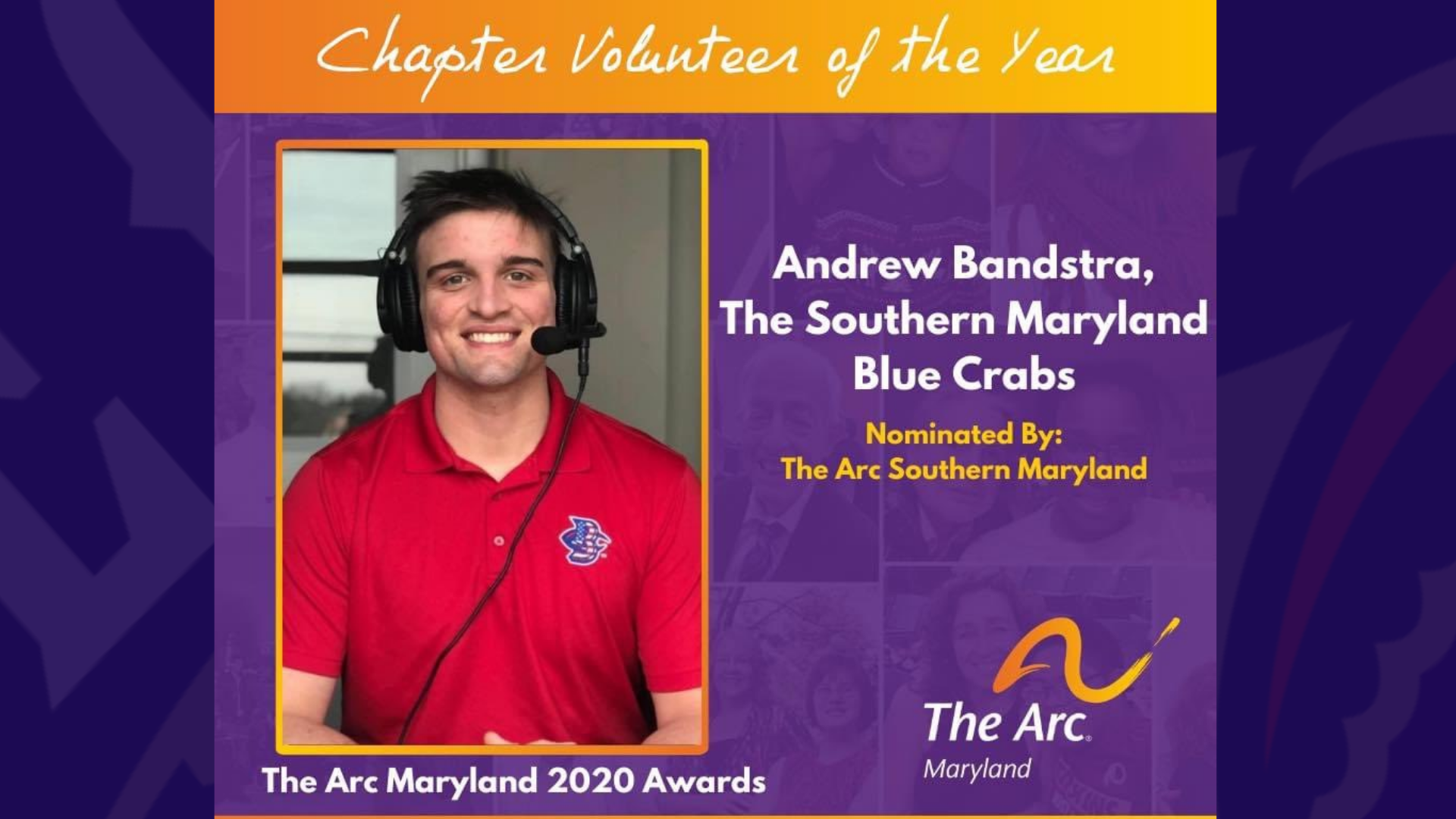 Blue Crabs Broadcaster Andrew Bandstra Named SOMD ARC Volunteer of the Year